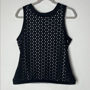 Chic Black Sleeveless Geometric Cutout Top